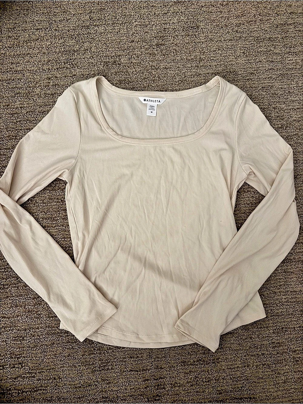 Athleta Signature Rib Square Neck Top Cream Medium